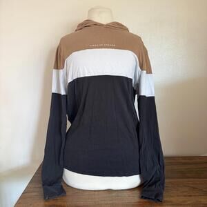 Denim & Flower Colorblock Long Sleeve Hoodie Medium